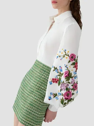 Carolina Herrera Women's Floral-Embroidered Cotton Shirt | Thumbnail 5 Carolina Herrera Women's Floral-Embroidered Cotton Shirt | Thumbnail 5