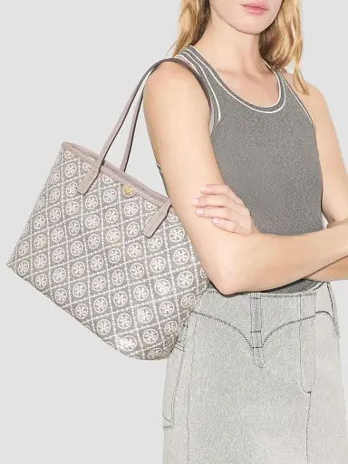 Tory Burch Women's Small T Monogram Jacquard Tote Bag | Thumbnail 2 Tory Burch Women's Small T Monogram Jacquard Tote Bag | Thumbnail 2