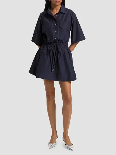 DEREK LAM 10 CROSBY Women's Sabrina Cotton-Poplin Drawstring Minidress | Thumbnail 2