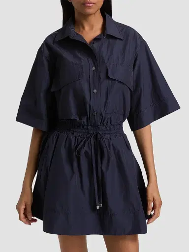 DEREK LAM 10 CROSBY Women's Sabrina Cotton-Poplin Drawstring Minidress | Thumbnail 3