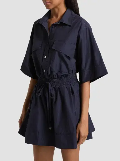 DEREK LAM 10 CROSBY Women's Sabrina Cotton-Poplin Drawstring Minidress | Thumbnail 4