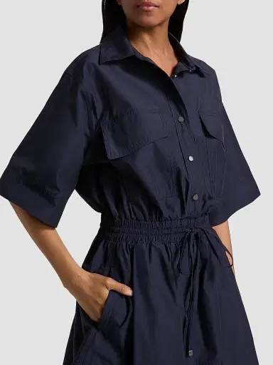 DEREK LAM 10 CROSBY Women's Sabrina Cotton-Poplin Drawstring Minidress | Thumbnail 6