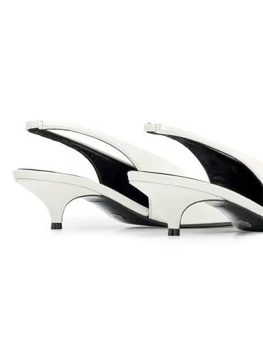 Proenza Schouler Women's Dome Slash 40MM Leather Slingback Pumps - Ivory - Size 12 | Thumbnail 3