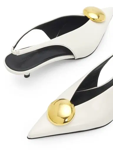 Proenza Schouler Women's Dome Slash 40MM Leather Slingback Pumps - Ivory - Size 12 | Thumbnail 5