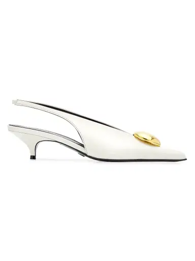 Proenza Schouler Women's Dome Slash 40MM Leather Slingback Pumps - Ivory - Size 12 | Thumbnail 1