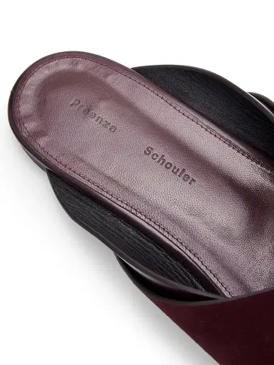 Proenza Schouler Women's Slant Cross Leather & Suede Slides - Oxblood - Size 9.5 Sandals | Thumbnail 5
