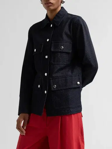 Proenza Schouler White Label Women's Stella Stretch-Cotton Twill Jacket - Indigo - Size XL | Thumbnail 4