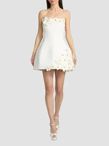 Bronx and Banco Women's Estelle 3D Floral Strapless Minidress - White | Thumbnail 2