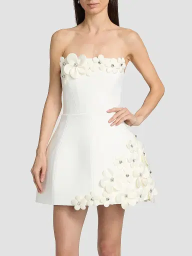 Bronx and Banco Women's Estelle 3D Floral Strapless Minidress - White | Thumbnail 3