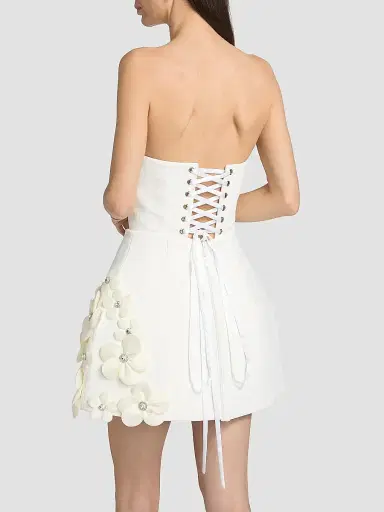 Bronx and Banco Women's Estelle 3D Floral Strapless Minidress - White | Thumbnail 5