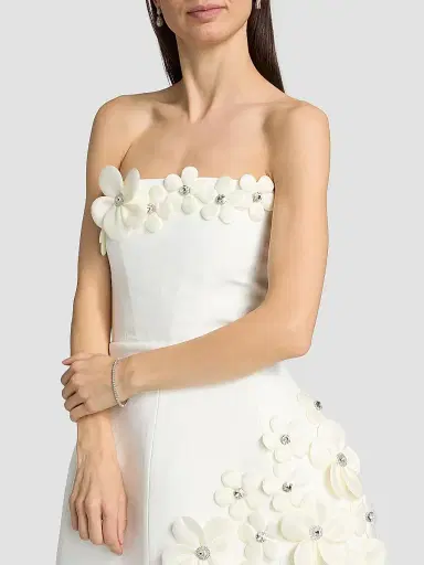 Bronx and Banco Women's Estelle 3D Floral Strapless Minidress - White | Thumbnail 6