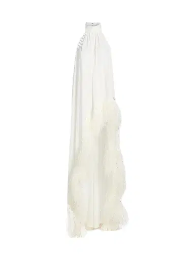 Bronx and Banco Women's Madeline Feather-Trim Halterneck Gown - White | Thumbnail 1