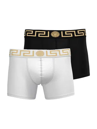 Versace Men's Medusa Key 2-Pack Jersey Mixed Trunk Brief Set - Black White Black Gold - Size XXL | Thumbnail 1 Versace Men's Medusa Key 2-Pack Jersey Mixed Trunk Brief Set - Black White Black Gold - Size XXL | Thumbnail 1