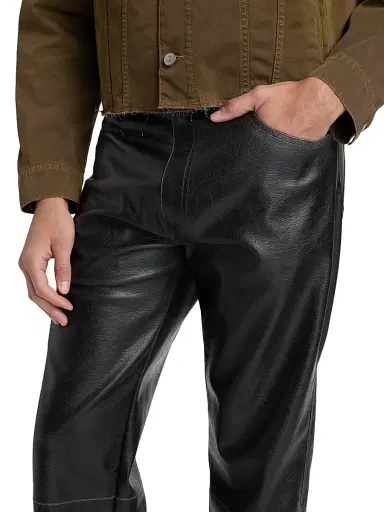 MM6 MAISON MARGIELA Men's Faux-Leather Straight-Leg Pants - Black - Size 36 | Thumbnail 6