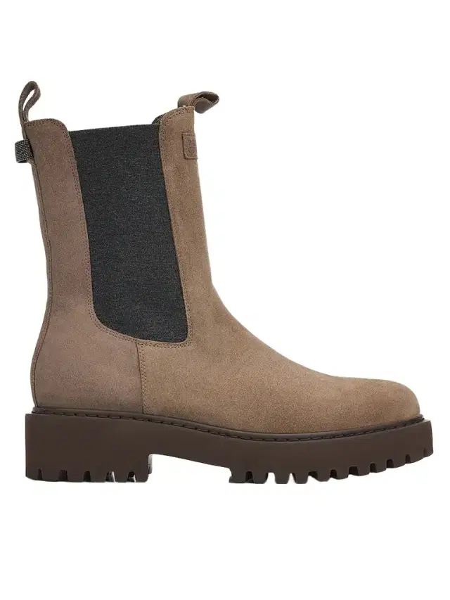 Brunello Cucinelli Women's Monili Pull-Tab Suede Chelsea Boots - Torba