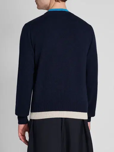 Marni Men's Contrast Trim Cashmere Crewneck Sweater | Thumbnail 3 Marni Men's Contrast Trim Cashmere Crewneck Sweater | Thumbnail 3