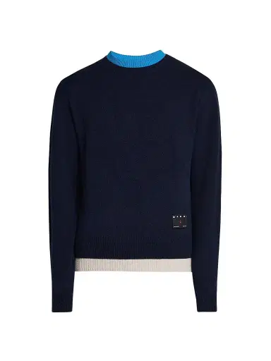 Marni Men's Contrast Trim Cashmere Crewneck Sweater | Thumbnail 1 Marni Men's Contrast Trim Cashmere Crewneck Sweater | Thumbnail 1