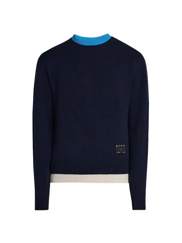 Marni Men's Contrast Trim Cashmere Crewneck Sweater - Eclipse