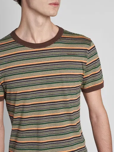 Marni Men's Striped Cotton Crewneck T-Shirt | Thumbnail 5 Marni Men's Striped Cotton Crewneck T-Shirt | Thumbnail 5