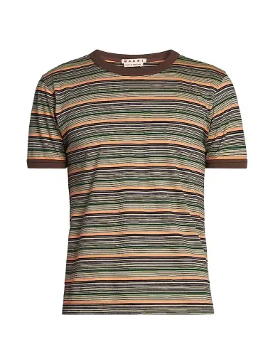 Marni Men's Striped Cotton Crewneck T-Shirt | Thumbnail 1 Marni Men's Striped Cotton Crewneck T-Shirt | Thumbnail 1