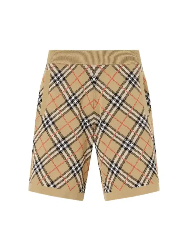 Burberry Straight-Leg Knitted Checked Cotton-Blend Shorts - Men