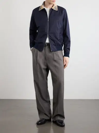 Burberry Logo-Embroidered Checked Cotton-Gabardine Blouson Jacket - Men | Thumbnail 2 Burberry Logo-Embroidered Checked Cotton-Gabardine Blouson Jacket - Men | Thumbnail 2