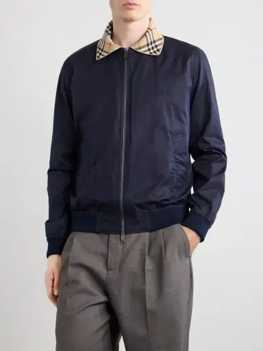 Burberry Logo-Embroidered Checked Cotton-Gabardine Blouson Jacket - Men | Thumbnail 3 Burberry Logo-Embroidered Checked Cotton-Gabardine Blouson Jacket - Men | Thumbnail 3