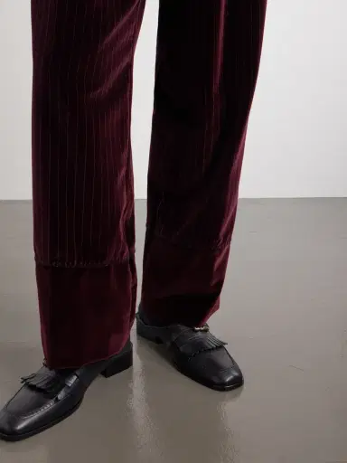 Enfants Riches Déprimés Tapered Pleated Striped Cotton-Velvet Trousers - Men | Thumbnail 6 Enfants Riches Déprimés Tapered Pleated Striped Cotton-Velvet Trousers - Men | Thumbnail 6
