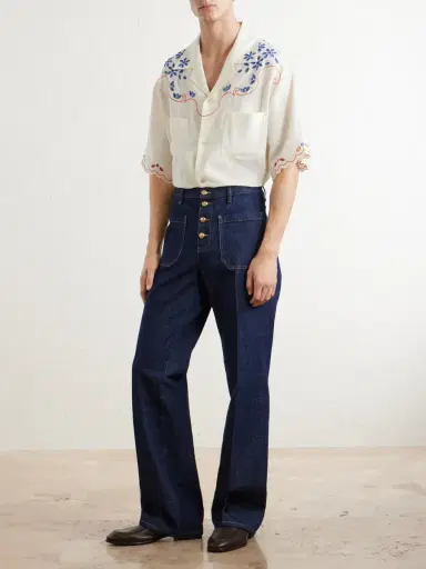 Valentino Garavani Camp-Collar Embroidered Linen Shirt - Men | Thumbnail 2