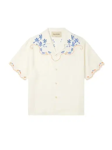 Valentino Garavani Camp-Collar Embroidered Linen Shirt - Men | Thumbnail 1