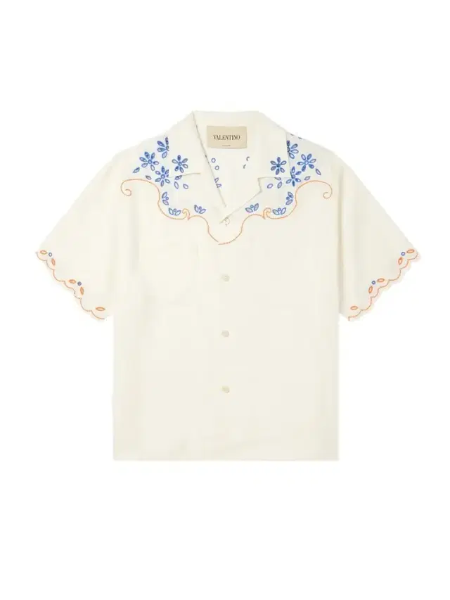 Valentino Garavani Camp-Collar Embroidered Linen Shirt - Men