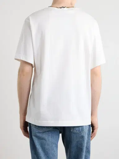 Burberry Logo-Embroidered Checked Cotton-Jersey T-Shirt - Men | Thumbnail 4