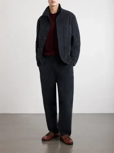 Barena Straight-Leg Garment-Dyed Stretch Cotton-Moleskin Trousers - Men | Thumbnail 2