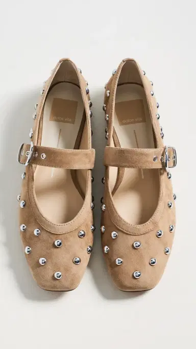 Dolce Vita Mikel Stud Flats Lt Brown Suede | Thumbnail 5