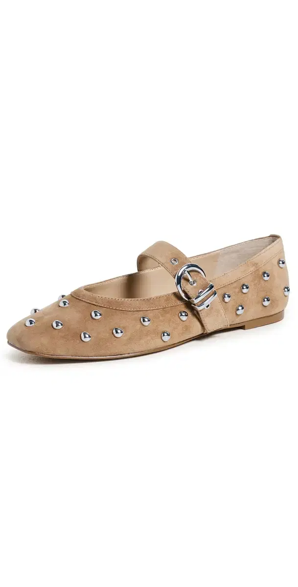Mikel Stud Flats Lt Brown Suede