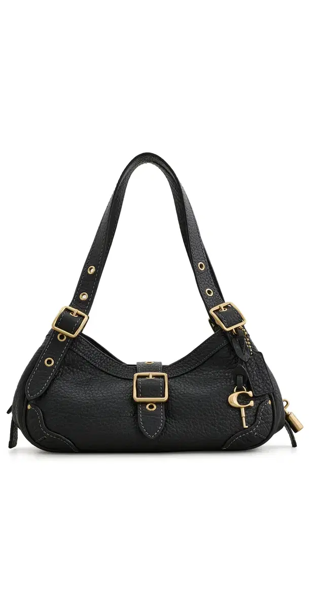 Coach Textured Pebble Leather Drifter Shoulder Bag 31 Black One Size