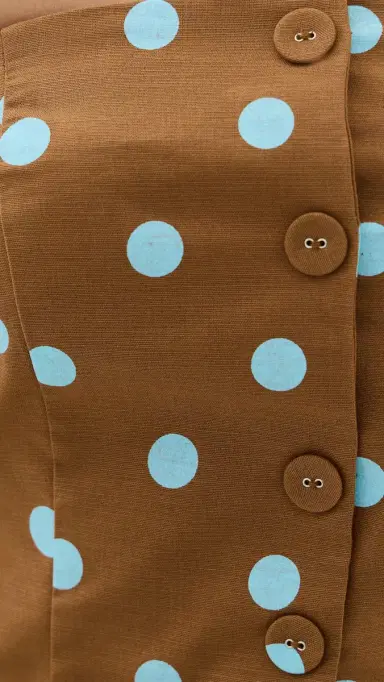 endless rose Polka Dot Linen Strapless Dress Icy Blue/Brown M | Thumbnail 6
