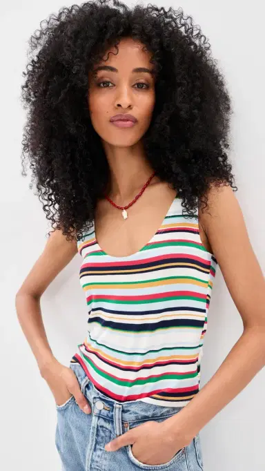 LE BOP Louise Cropped tripe Tank Multi tripe | Thumbnail 2
