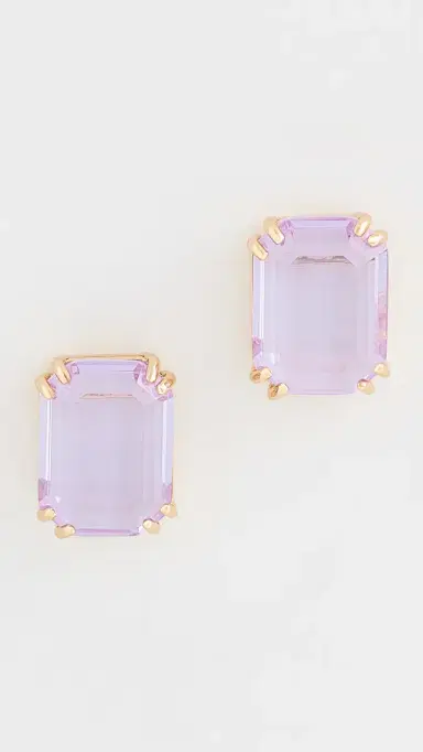 By Adina Eden Colored Large Emerald Stud Earrings | Thumbnail 2