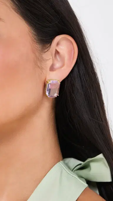 By Adina Eden Colored Large Emerald Stud Earrings | Thumbnail 3