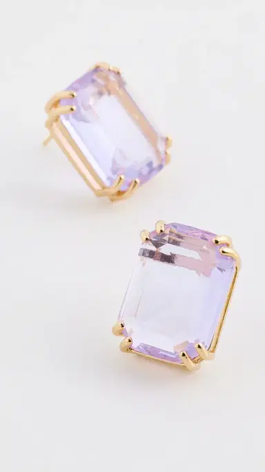 By Adina Eden Colored Large Emerald Stud Earrings | Thumbnail 4
