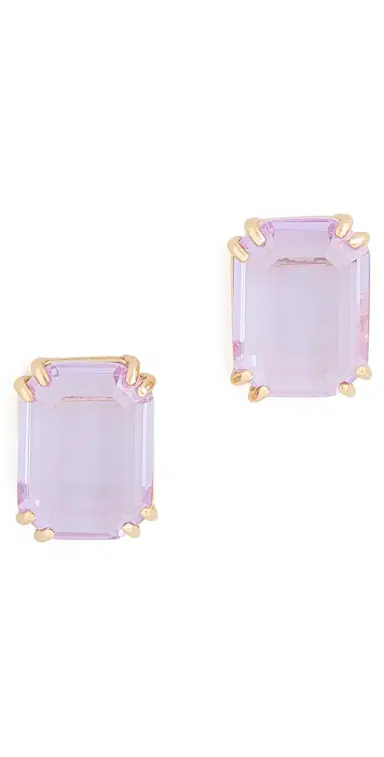 By Adina Eden Colored Large Emerald Stud Earrings | Thumbnail 1
