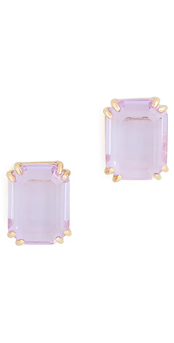 By Adina Eden Colored Large Emerald Stud Earrings Purple One Size