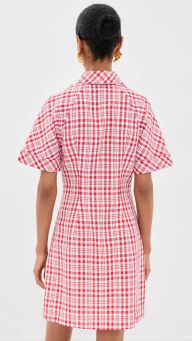 Rosie Assoulin A-Line Mini Shirt Dress Red Plaid | Thumbnail 3 Rosie Assoulin A-Line Mini Shirt Dress Red Plaid | Thumbnail 3