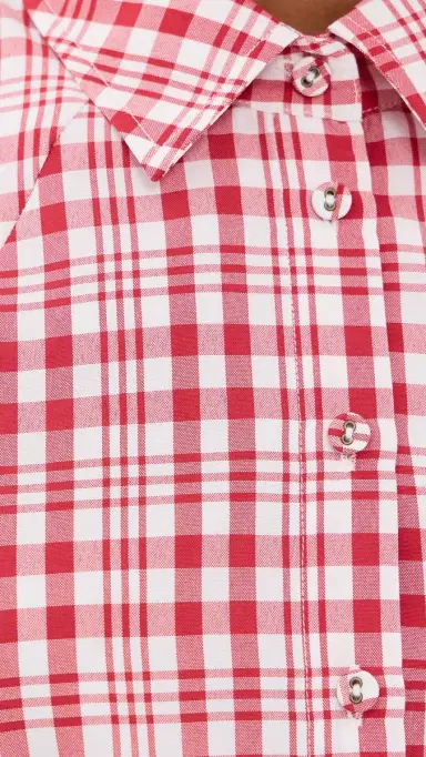 Rosie Assoulin A-Line Mini Shirt Dress Red Plaid | Thumbnail 6 Rosie Assoulin A-Line Mini Shirt Dress Red Plaid | Thumbnail 6