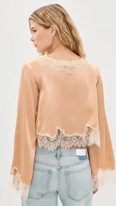 LoveShackFancy Kately Top Pale Gold | Thumbnail 3
