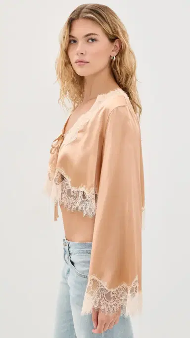 LoveShackFancy Kately Top Pale Gold | Thumbnail 4