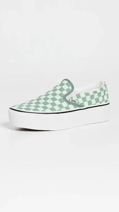 Vans Classic Slip On Stackform Unisex Sneakers Check Dusty Mint/Mint Shadow M 6.5/ W 8 | Thumbnail 2