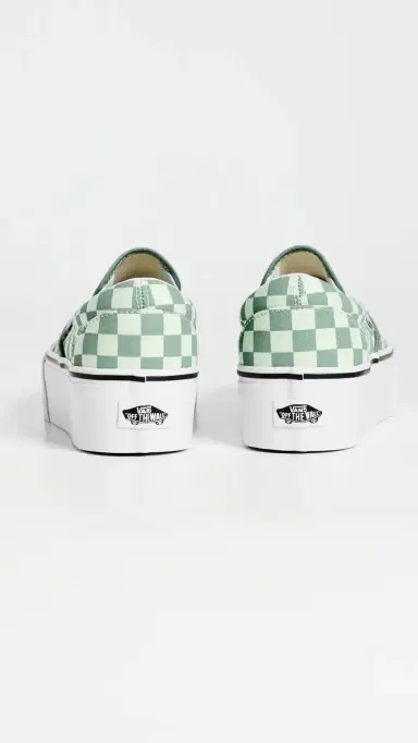 Vans Classic Slip On Stackform Unisex Sneakers Check Dusty Mint/Mint Shadow M 6.5/ W 8 | Thumbnail 4
