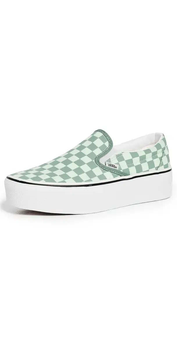 Vans Classic Slip On Stackform Unisex Sneakers Check Dusty Mint/Mint Shadow M 13